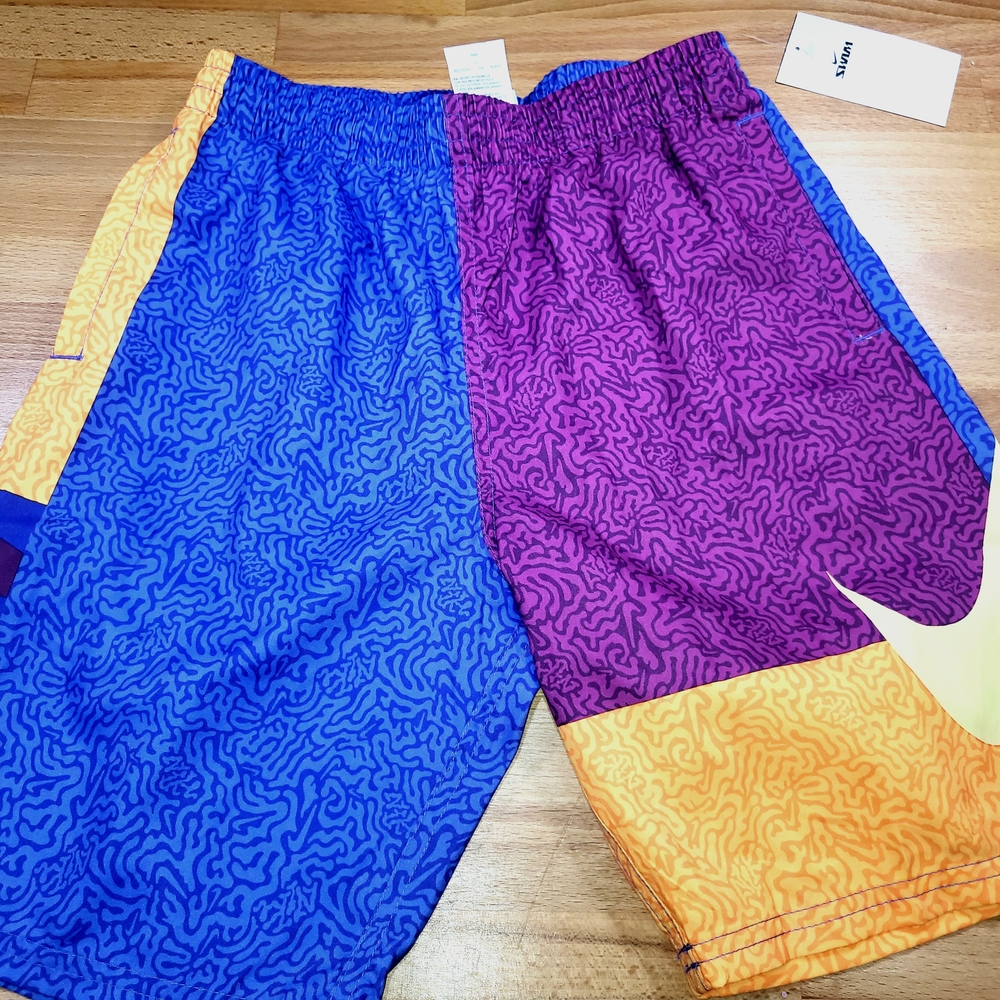 Nwt Boys Size Large 14/16 Nike Kids Swim Trunks - Blue, Purple, Orange, Yellow